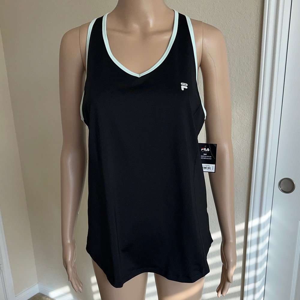 Fila Women's Black and baby blue Trim Tank Top.